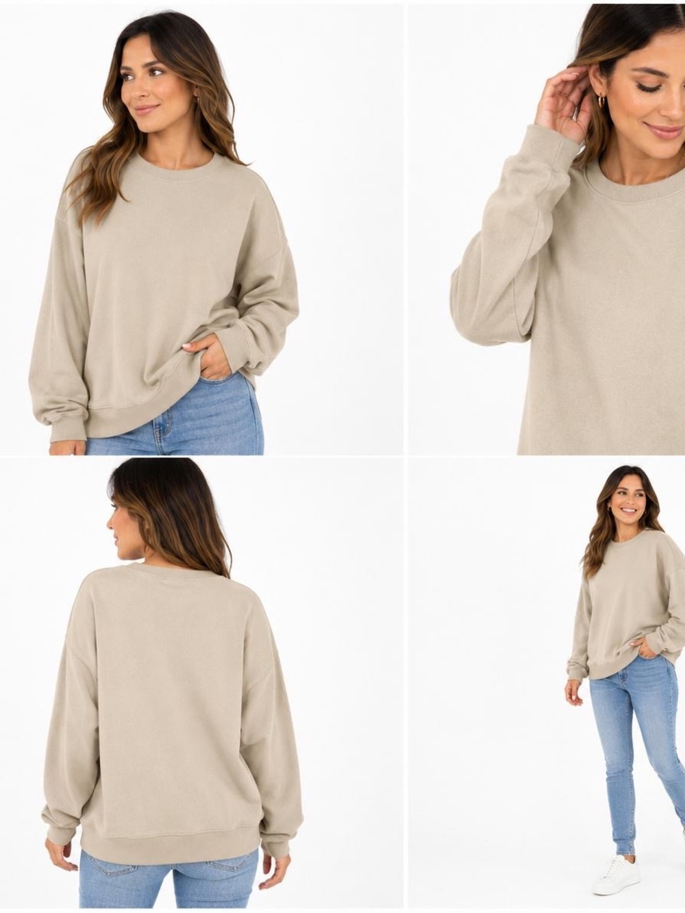 Old Navy Cream Ribbed Crewneck Sweatshirt
